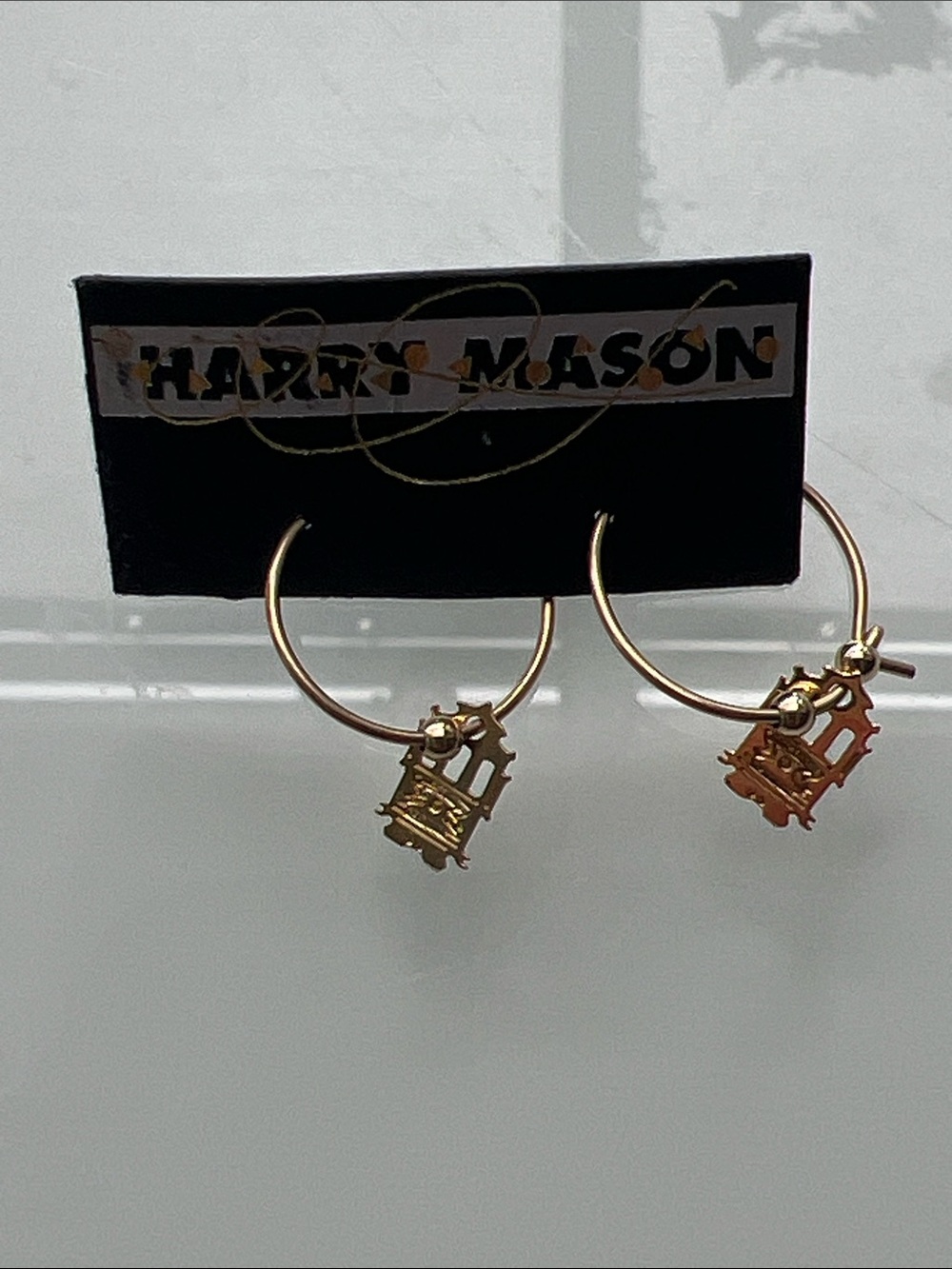 Harry Mason Gold Hoop Earrings with Trolley Charm